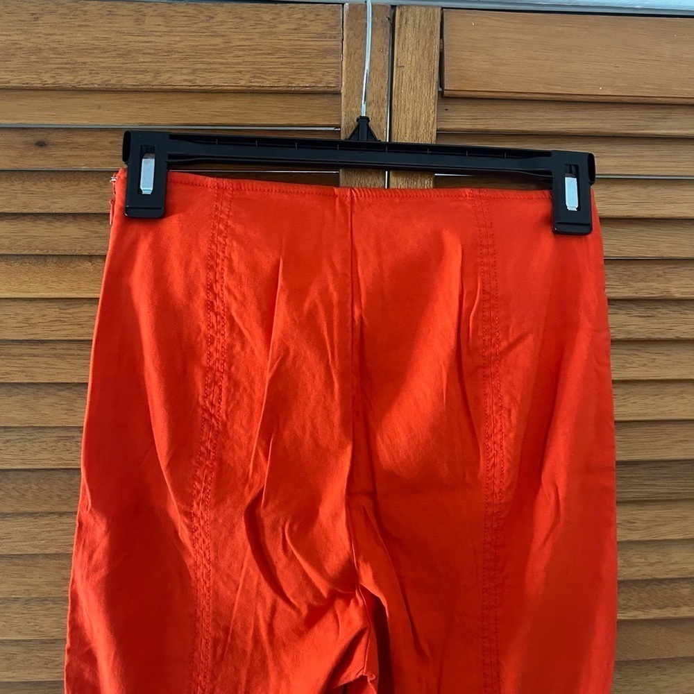 Maeve By Anthropologie Women’s Orange Cropped Linen Stretchy Pull-On Pants Sz 0 - Picture 5 of 6
